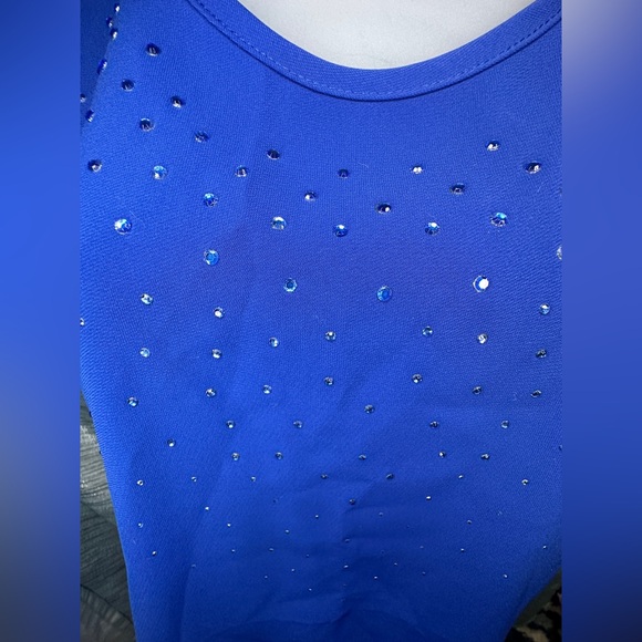 Saint Germaine Paris Royal Cobalt Blue Rhinestone Tank Top Shirt Blouse ~ Medium - Picture 3 of 8